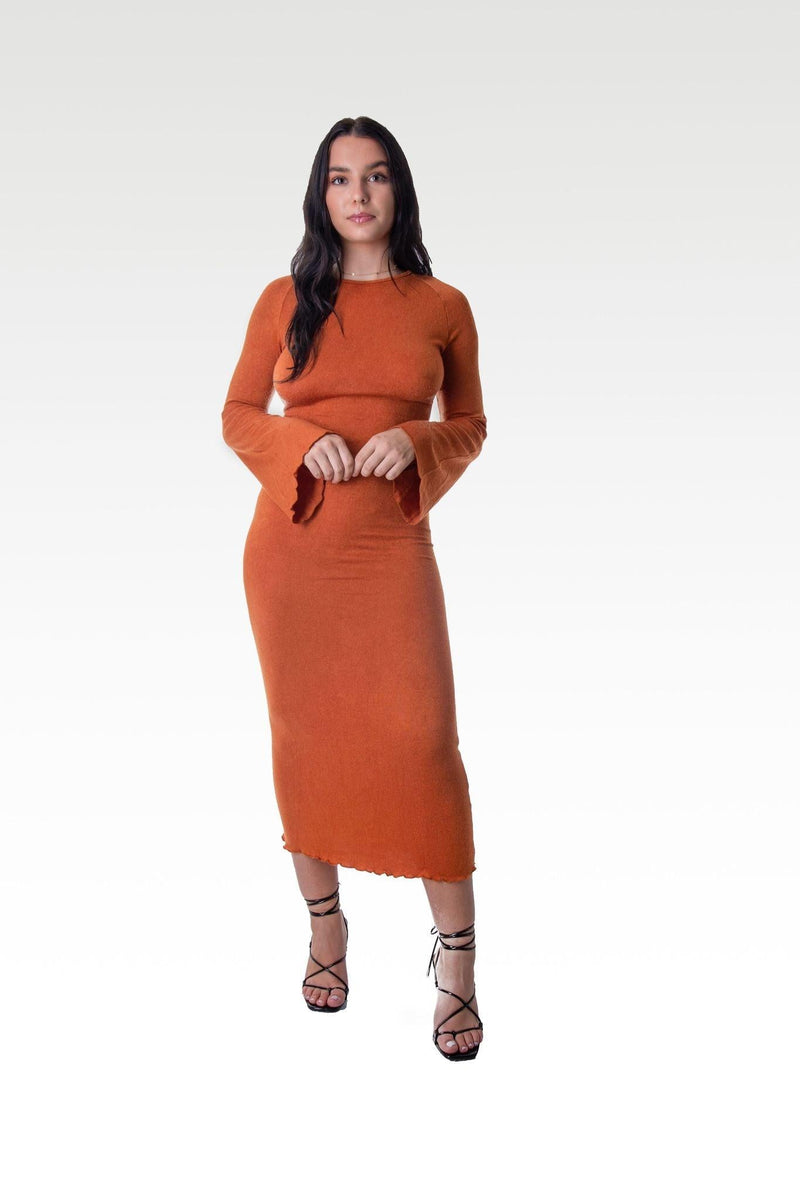 Rust orange midi store dress