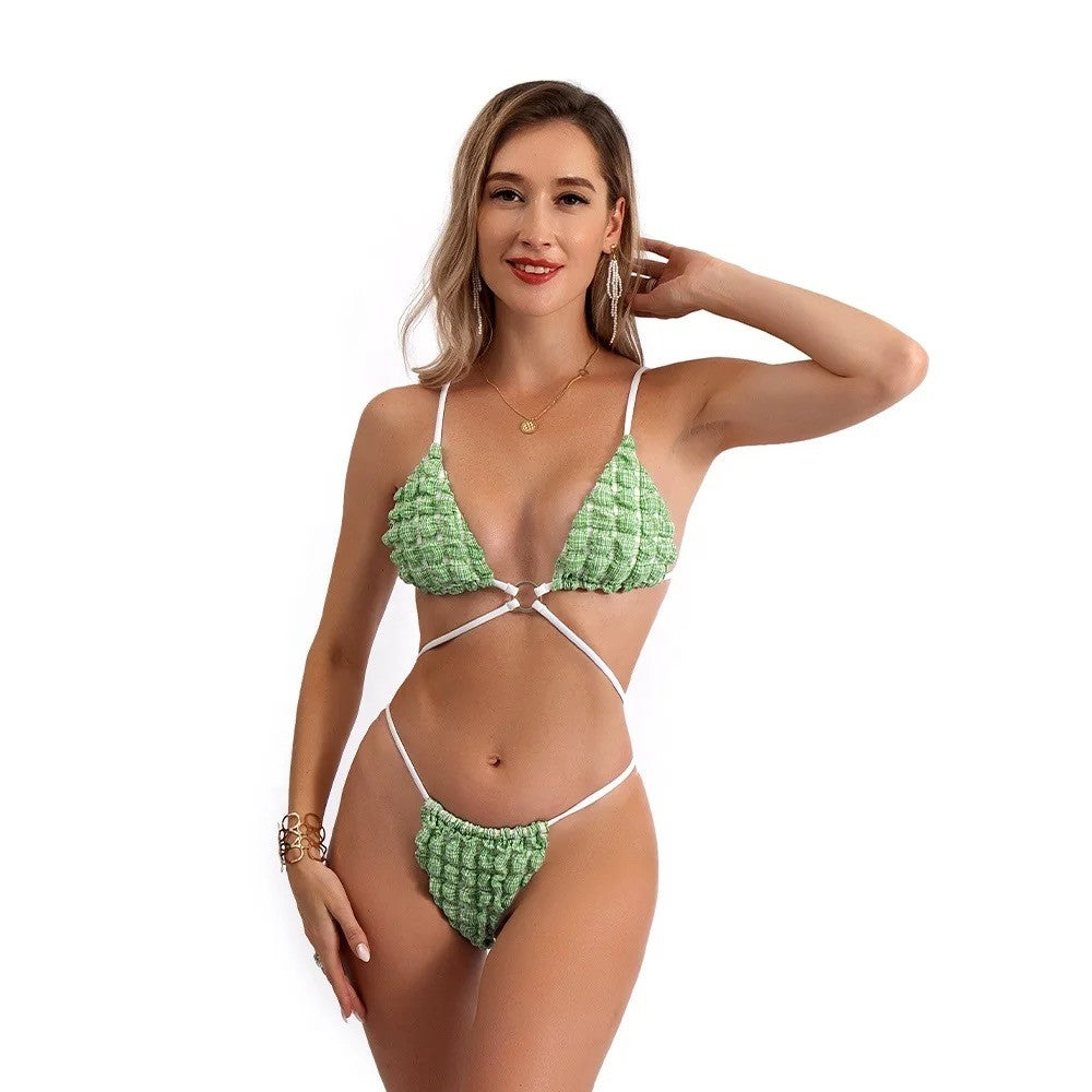 Green With Envy 3 Piece Bikini Set in Green