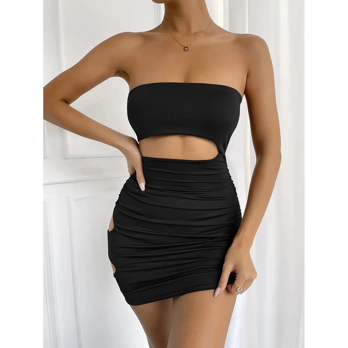 Cut Out Bandeau Bodycon Mini Dress - 2 Colour Ways