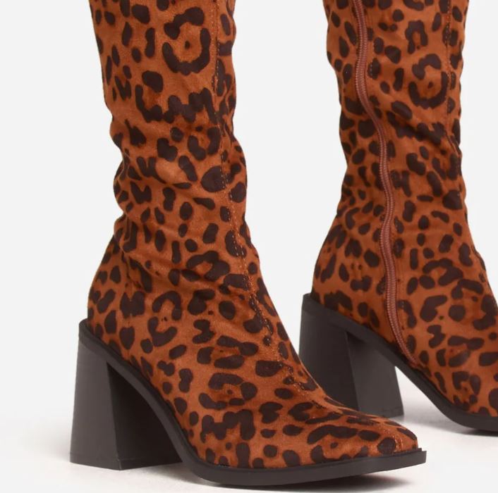 Cheetah knee high boots best sale