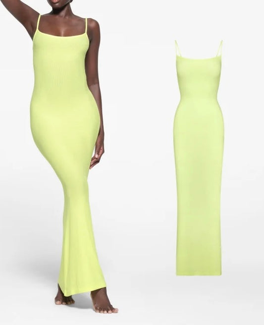 Maxi Strappy Bodycon Dress in Lemon