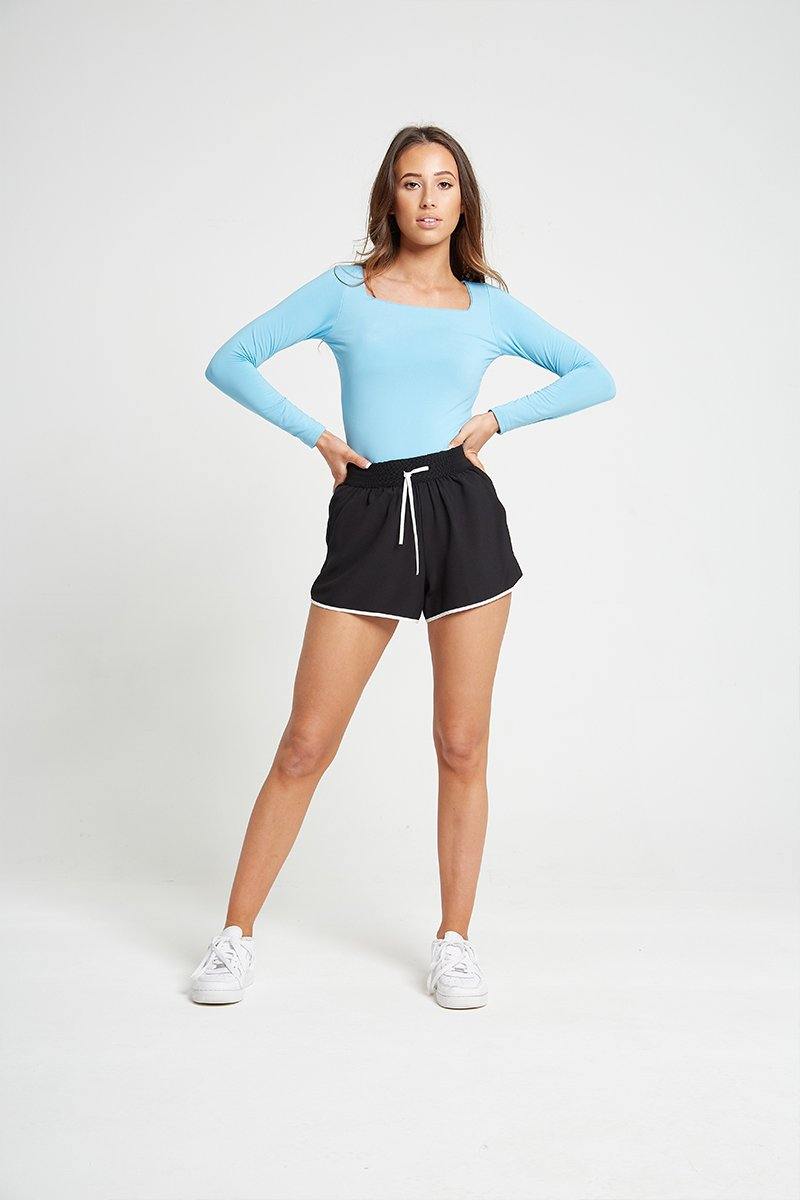 Long Sleeve Soft Lining Top in Blue - watts that trend