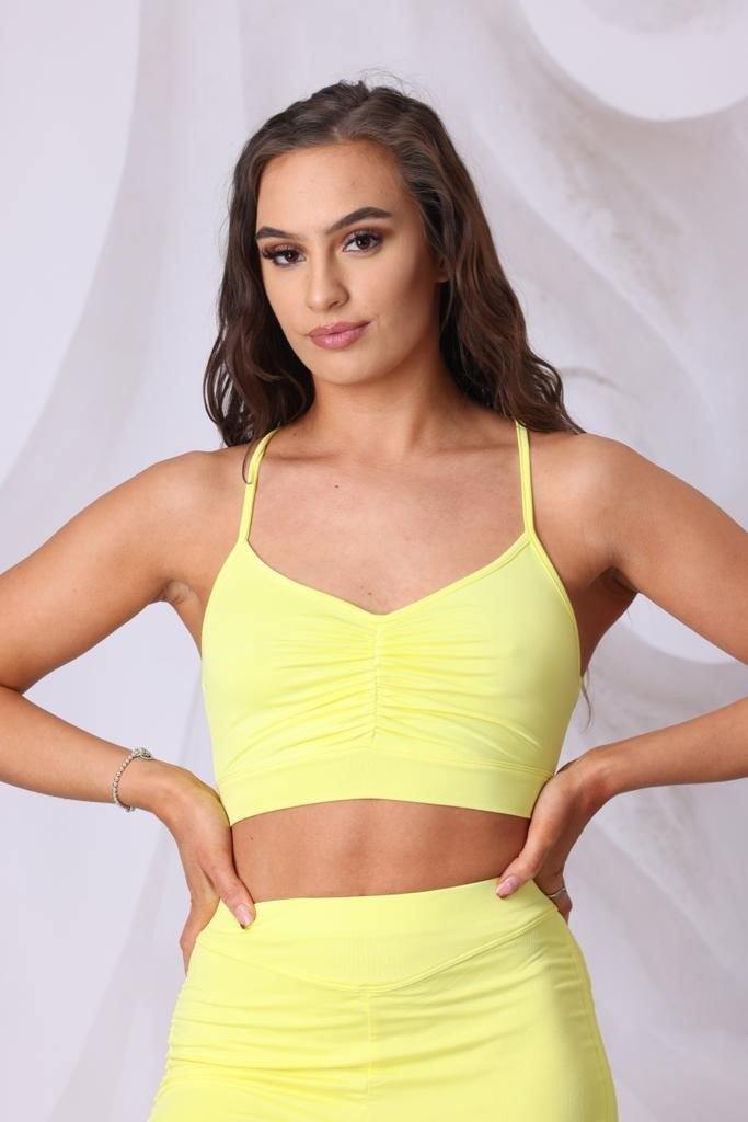 Racer Back Crop Top in Yellow - watts that trend