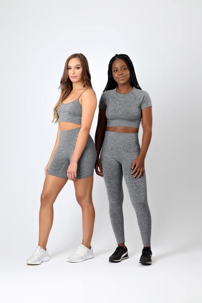 Short Sleeve Crop Top in Grey - watts that trend