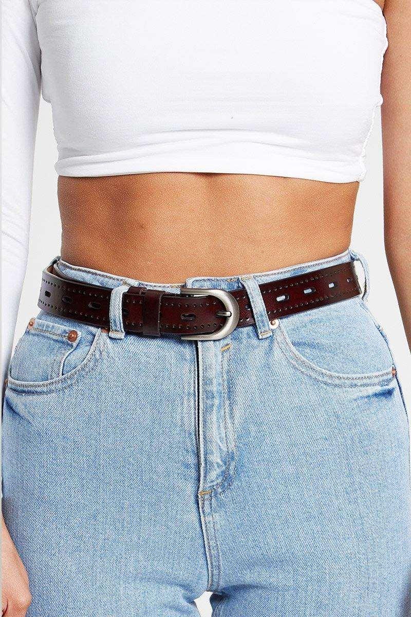 Vintage Style Belt in Burgundy - watts that trend