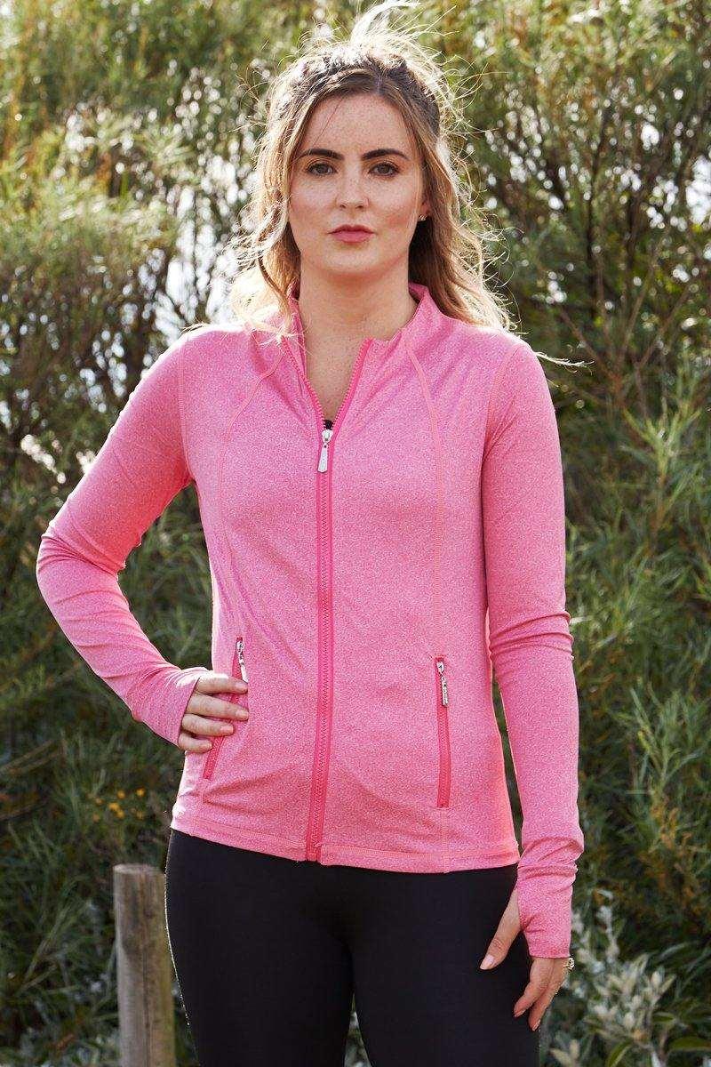 Zip Up Sports Jacket in Pink - watts that trend